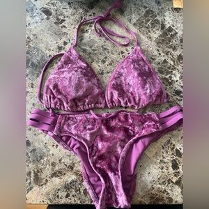Purple velvet bikini L top M bottoms